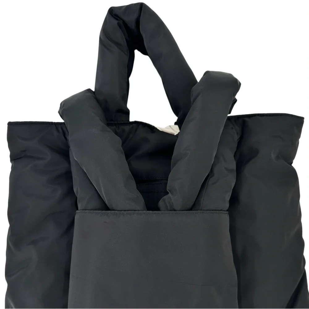 DAGNE DOVER Jemi Cargo Puff Tote - Black Nylon Puffer Tote Bag Laptop Bag